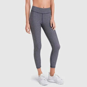 The Upside Gingham Midi Leggings Size 12 Blue & White Stretchy Yoga Active Wear
